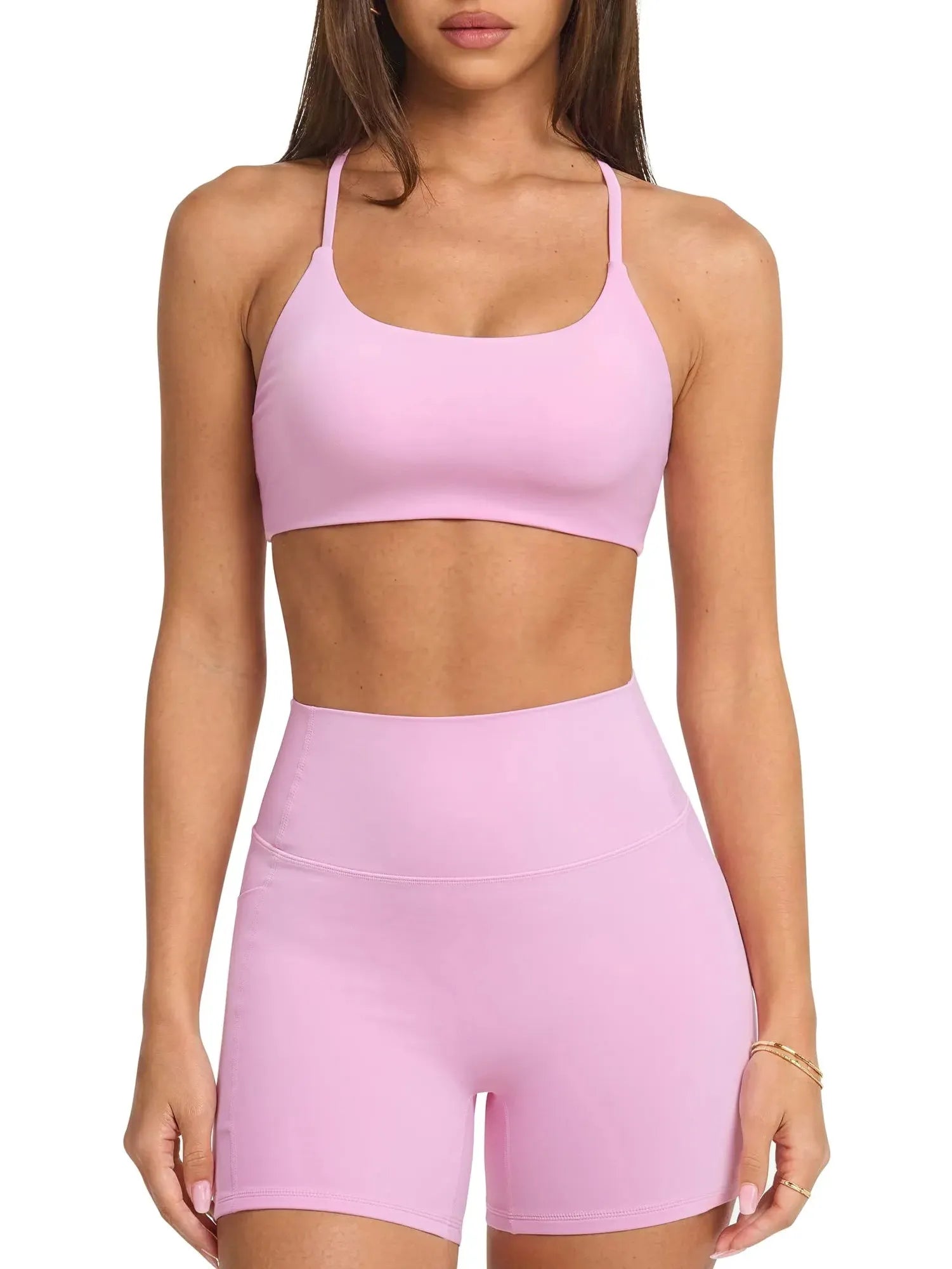 Scoop Neck V Back Sports Workout Sets-SUUKSESS-SUUKSESS