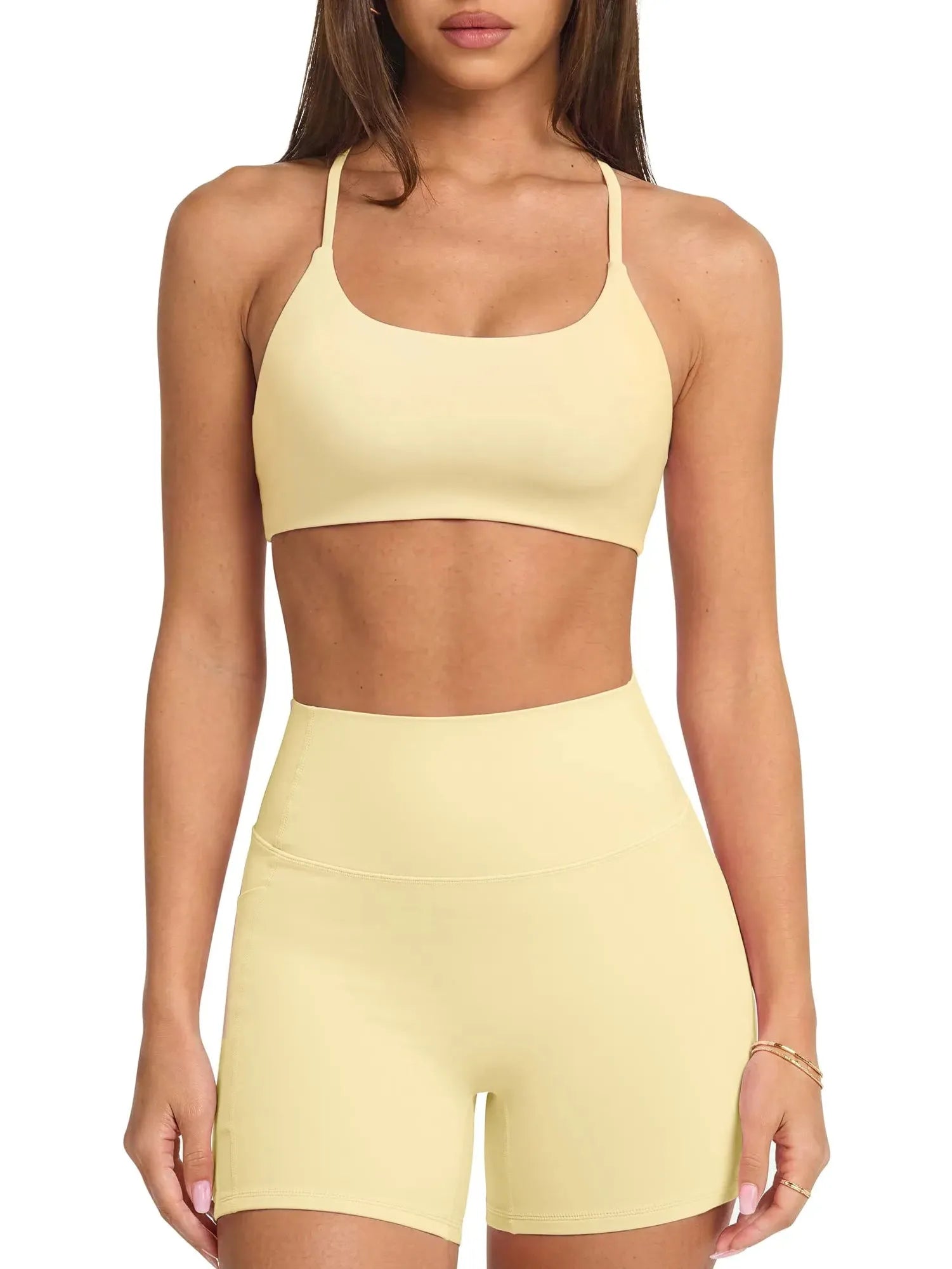 Scoop Neck V Back Sports Workout Sets-SUUKSESS-SUUKSESS