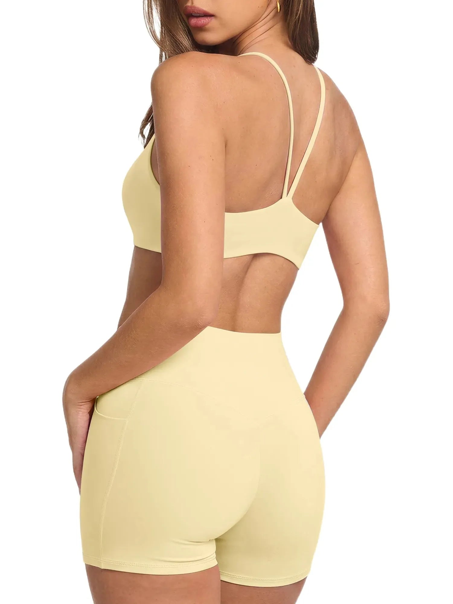 Scoop Neck V Back Sports Workout Sets-SUUKSESS-SUUKSESS