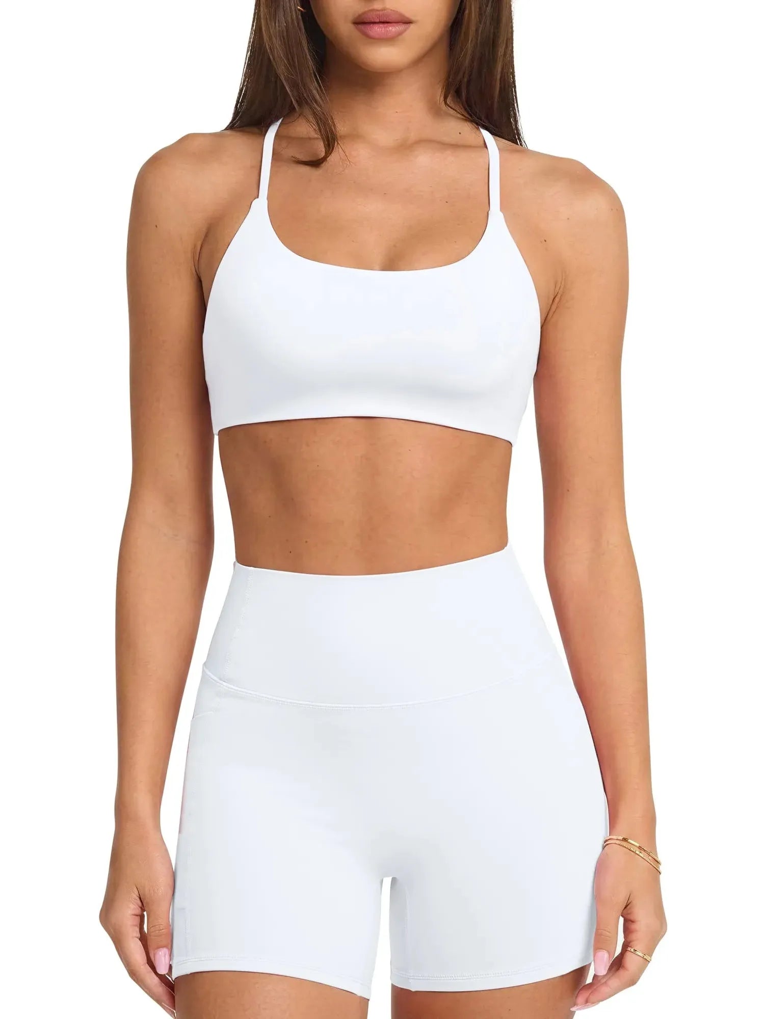 Scoop Neck V Back Sports Workout Sets-SUUKSESS-SUUKSESS