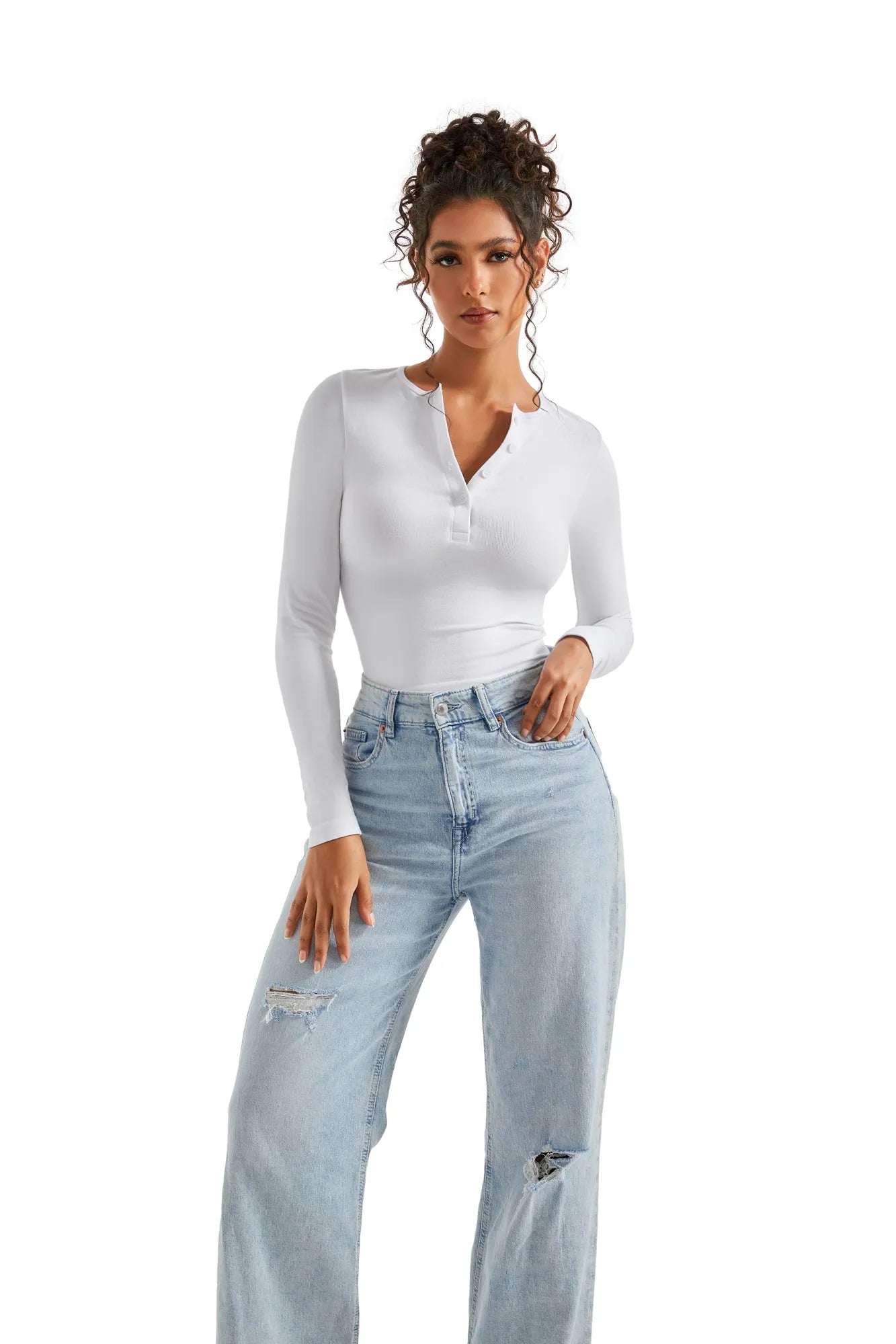 Ribbed Henley Crew Neck Shirt - Long Sleeve – SUUKSESS Ribbed Henley Crew Neck Shirt - Long Sleeve – SUUKSESS