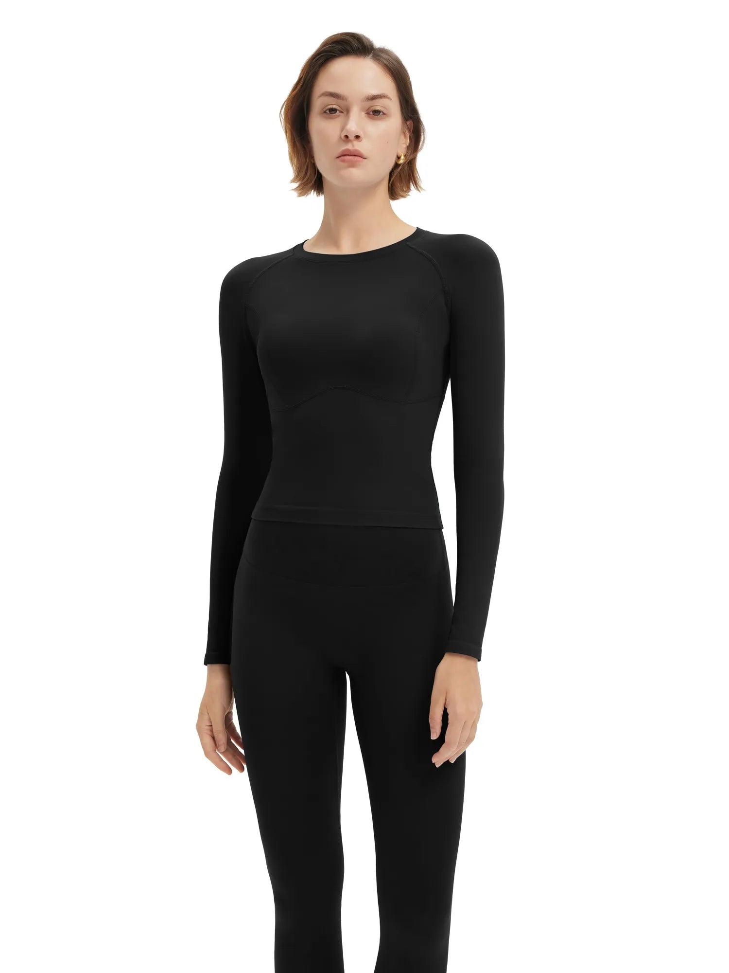 SUUKSESS Women Seamless Workout Long Sleeve Shirts Gym Athletic Running Yoga Tops-SUUKSESS-Black-XS-SUUKSESS