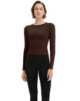 SUUKSESS Women Seamless Workout Long Sleeve Shirts Gym Athletic Running Yoga Tops-SUUKSESS-Brown-XS-SUUKSESS