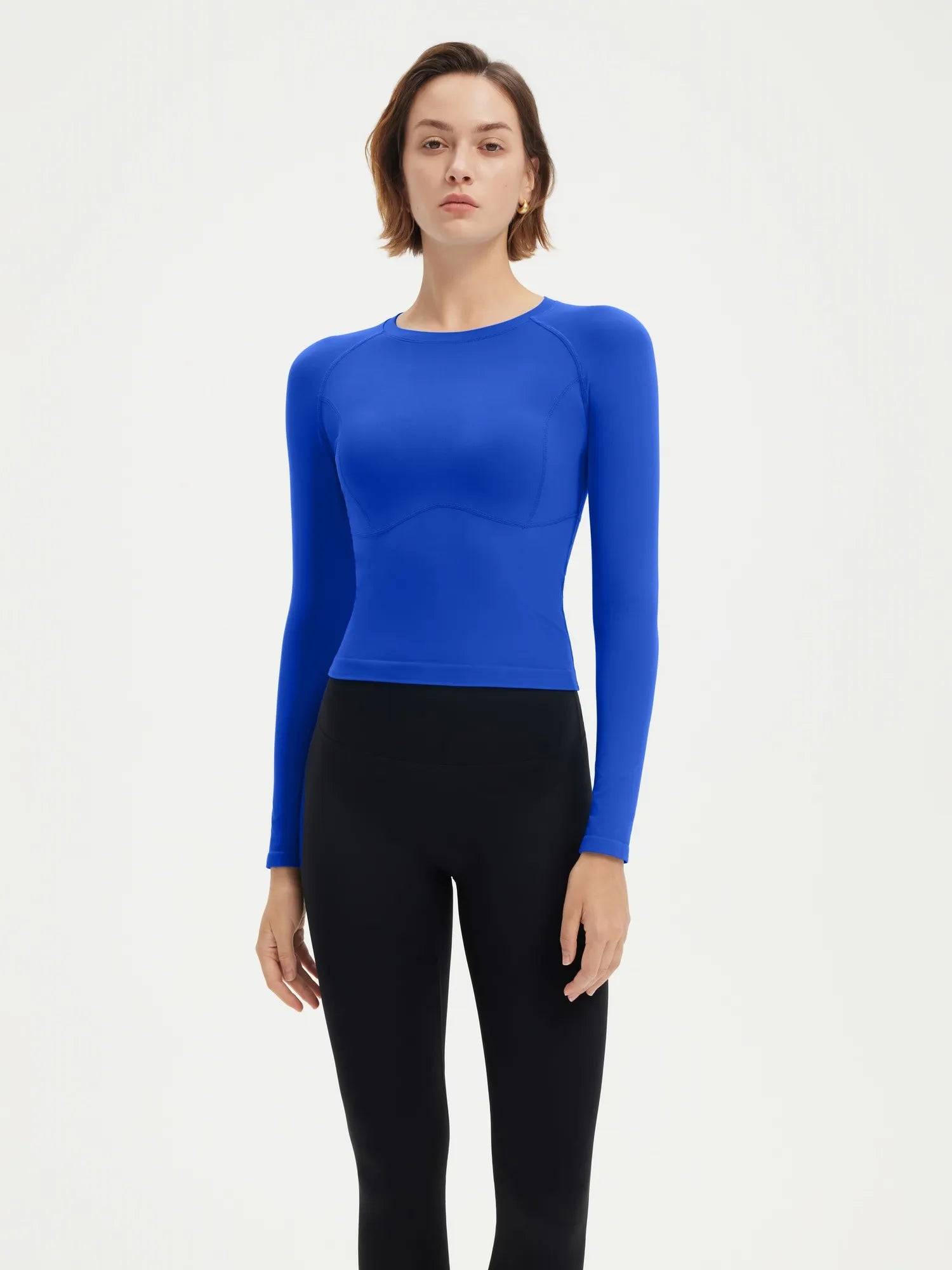 SUUKSESS Women Seamless Workout Long Sleeve Shirts Gym Athletic Running Yoga Tops-SUUKSESS-Blue-XS-SUUKSESS