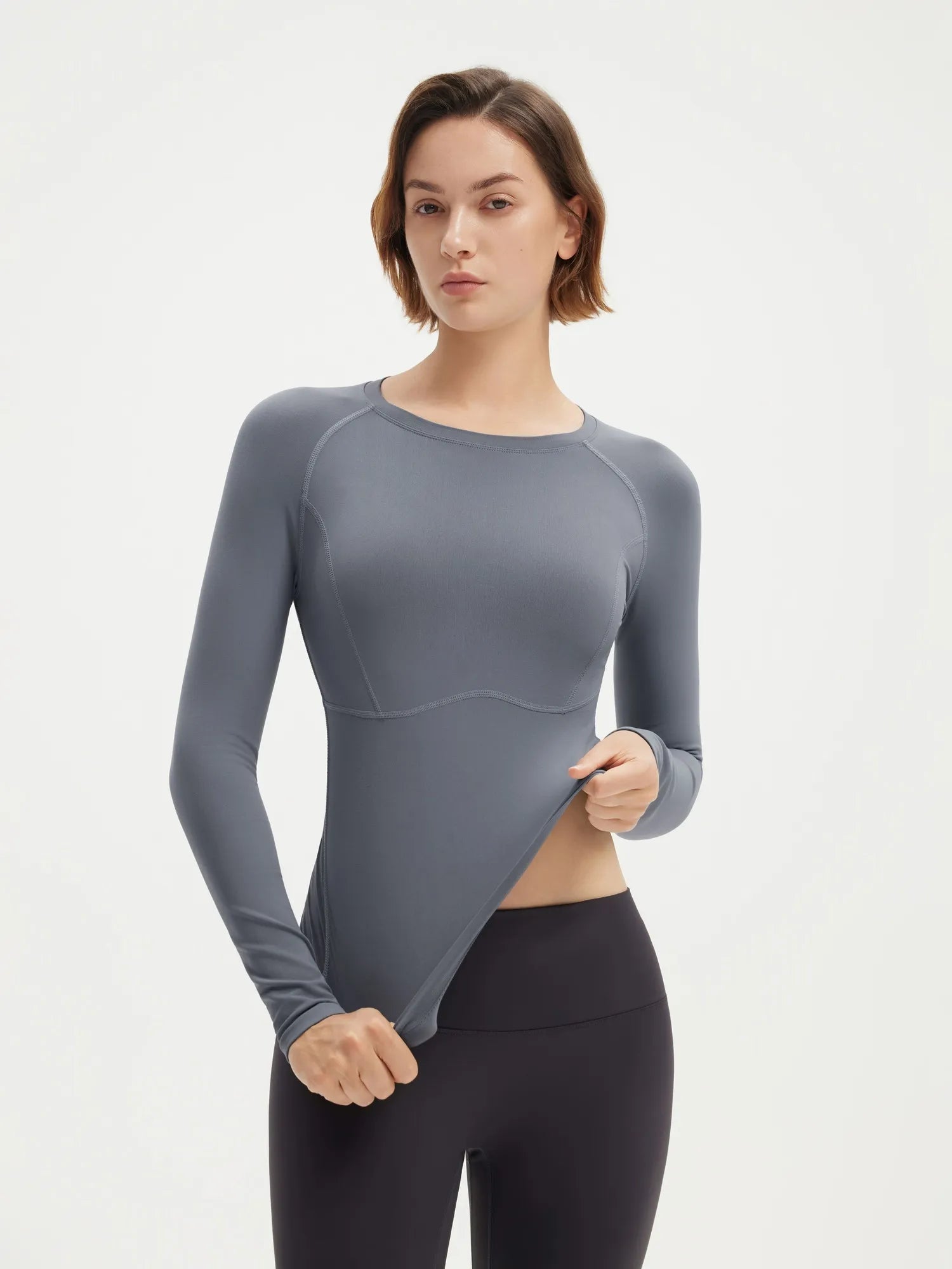 SUUKSESS Women Seamless Workout Long Sleeve Shirts Gym Athletic Running Yoga Tops-SUUKSESS-SUUKSESS