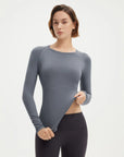 SUUKSESS Women Seamless Workout Long Sleeve Shirts Gym Athletic Running Yoga Tops-SUUKSESS-SUUKSESS