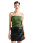 Ribbed Ruched Tube Top-SUUKSESS-SUUKSESS