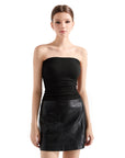 Ribbed Ruched Tube Top-SUUKSESS-Black-XS-SUUKSESS