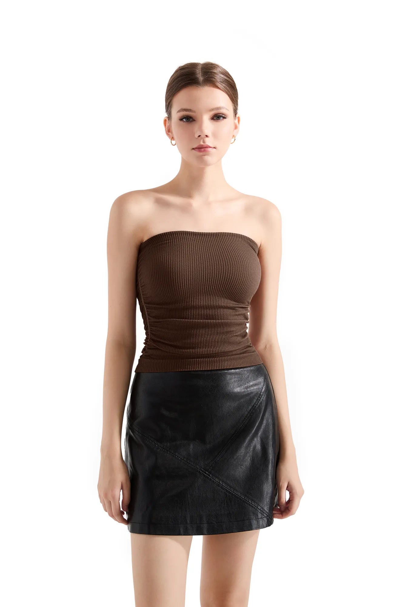 Ribbed Ruched Tube Top – SUUKSESS