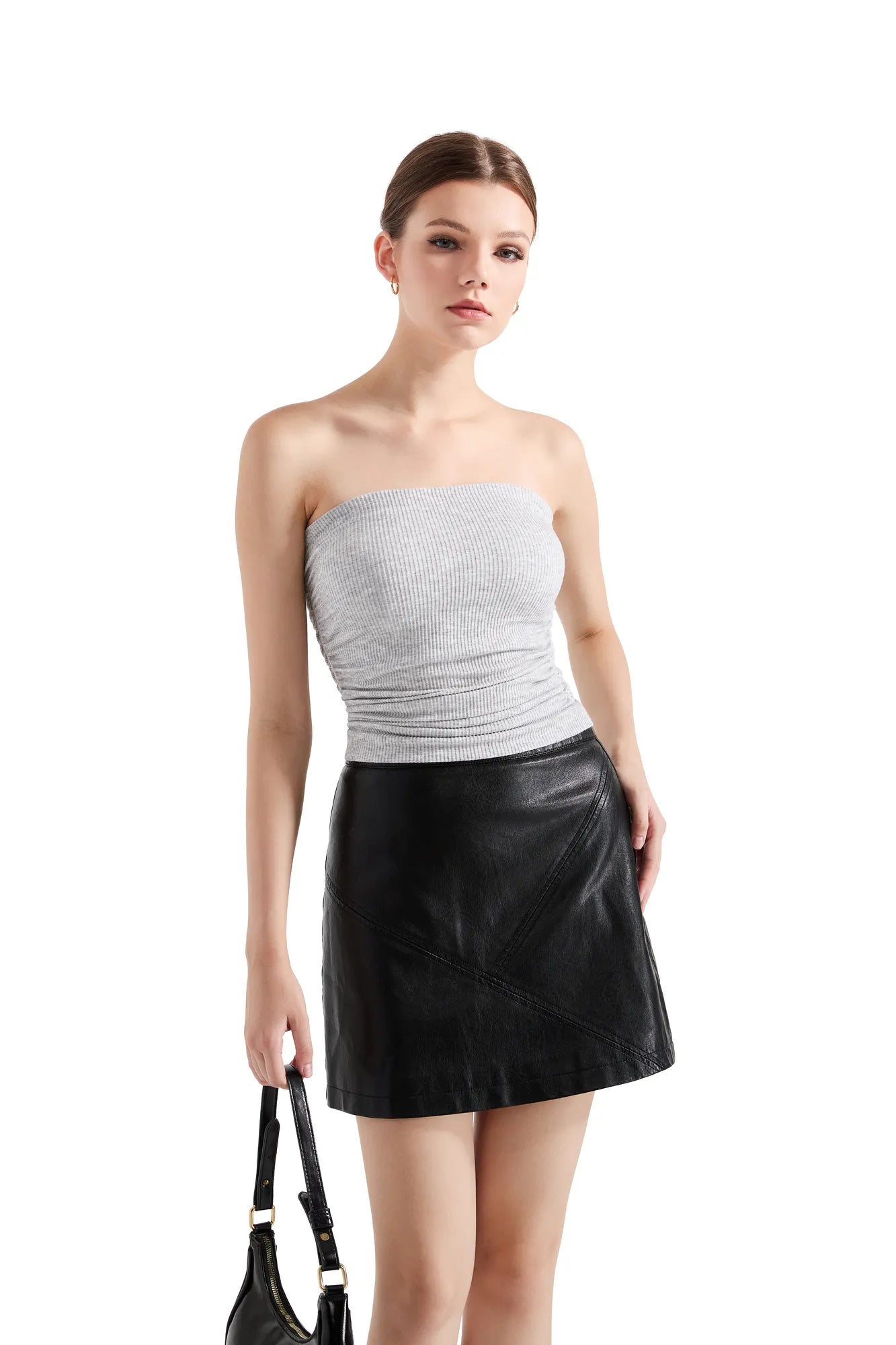 Ribbed Ruched Tube Top-SUUKSESS-SUUKSESS