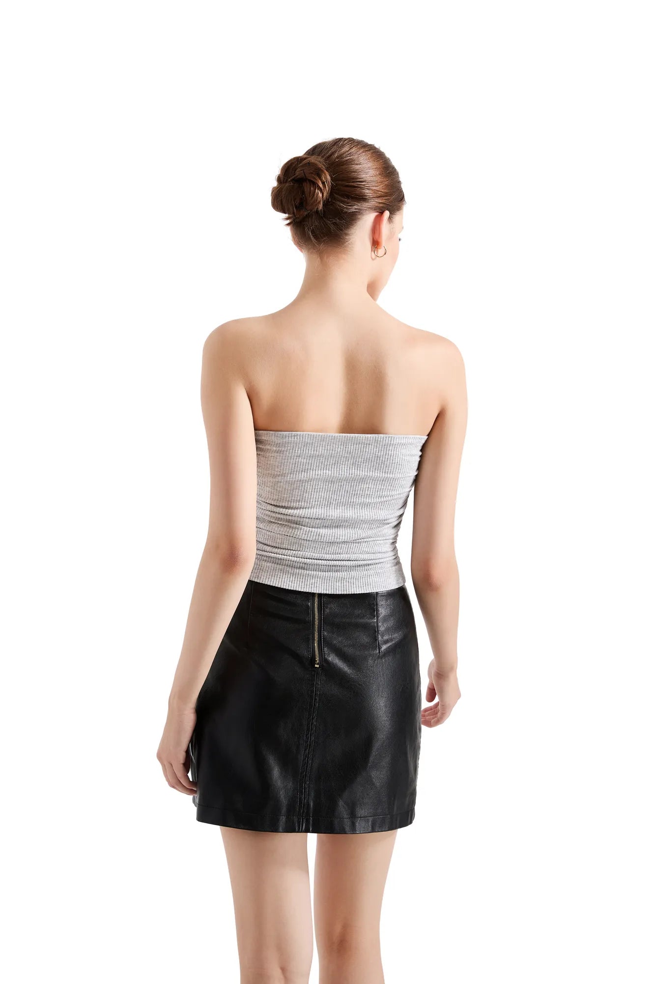 Ribbed Ruched Tube Top-SUUKSESS-SUUKSESS