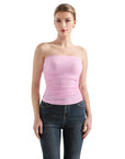 Ribbed Ruched Tube Top-SUUKSESS-Pink-XS-SUUKSESS