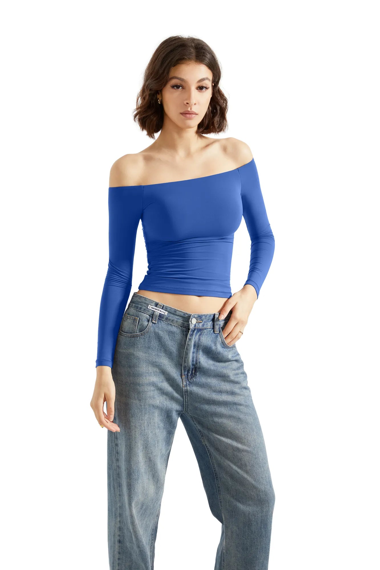 Buttery Soft Off Shoulder Shirt - Long Sleeve-Clothing-SUUKSESS-Blue-XS-SUUKSESS