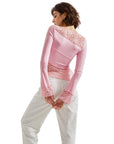 Mesh Lace Crew Neck Shirt - Long Sleeve-Clothing-SUUKSESS-SUUKSESS