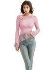 Mesh Lace Crew Neck Shirt - Long Sleeve-Clothing-SUUKSESS-SUUKSESS