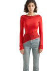 Mesh Lace Crew Neck Shirt - Long Sleeve-Clothing-SUUKSESS-XS-Red-SUUKSESS