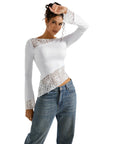 Mesh Lace Crew Neck Shirt - Long Sleeve-Clothing-SUUKSESS-SUUKSESS