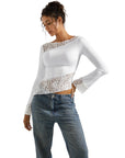 Mesh Lace Crew Neck Shirt - Long Sleeve-Clothing-SUUKSESS-SUUKSESS