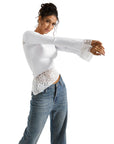 Mesh Lace Crew Neck Shirt - Long Sleeve-Clothing-SUUKSESS-SUUKSESS