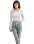 Mesh Lace Crew Neck Shirt - Long Sleeve-Clothing-SUUKSESS-SUUKSESS