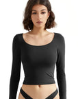 Buttery Soft Scoop Neck Shirt - Long Sleeve-Clothing-SUUKSESS-Black-XS-SUUKSESS