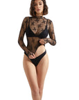 Mesh Lace Mock Neck Shirt - Long Sleeve-Clothing-SUUKSESS-SUUKSESS