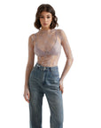 Mesh Lace Mock Neck Shirt - Long Sleeve-Clothing-SUUKSESS-SUUKSESS