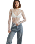 Mesh Lace Mock Neck Shirt - Long Sleeve-Clothing-SUUKSESS-SUUKSESS