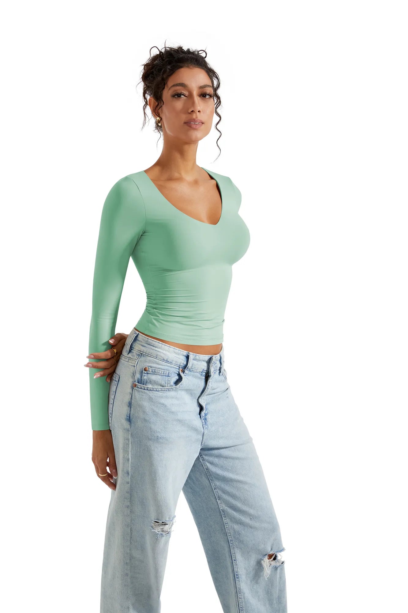 Buttery Soft V Neck Shirt - Long Sleeve-Clothing-SUUKSESS-SUUKSESS