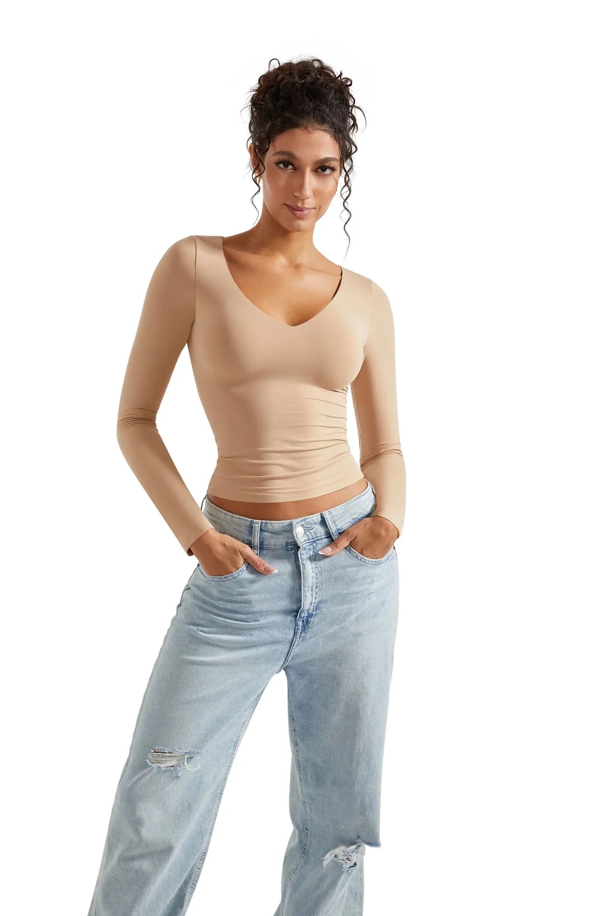 Buttery Soft V Neck Shirt - Long Sleeve