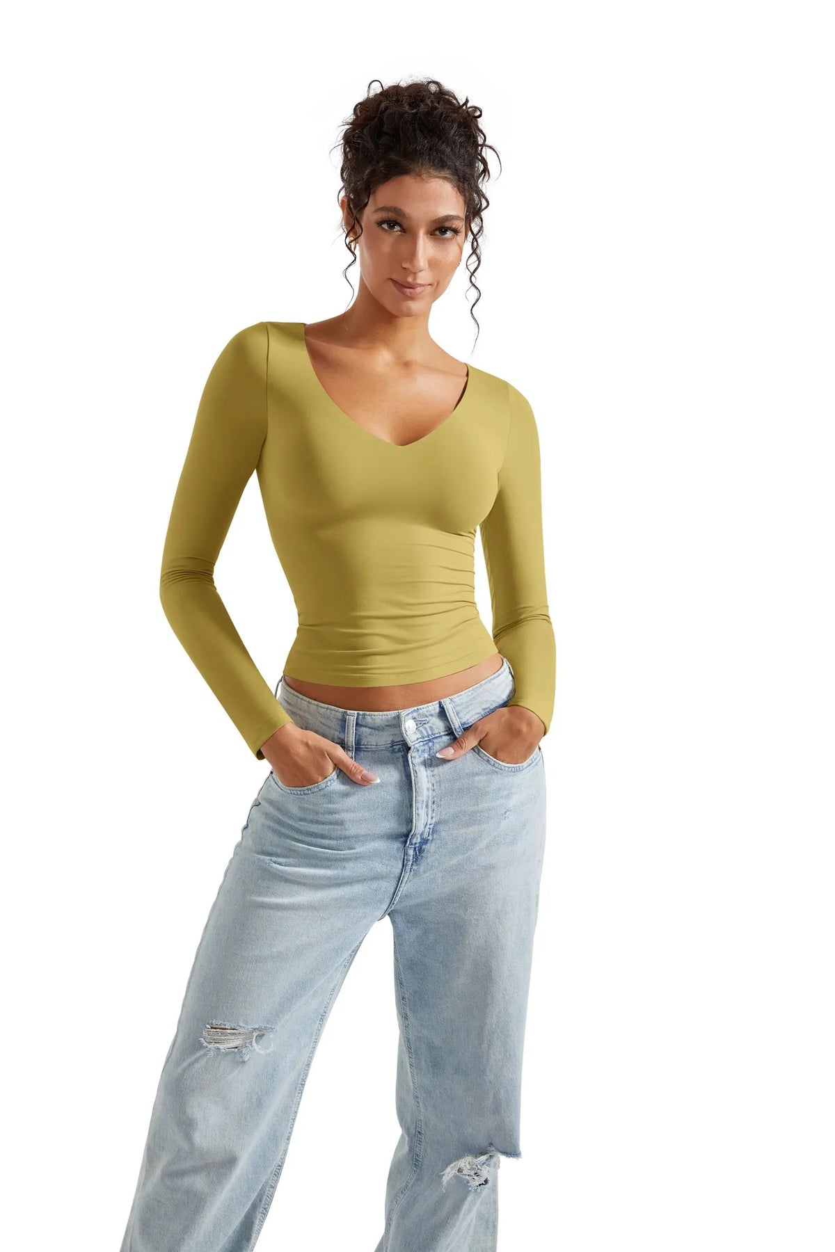 Buttery Soft V Neck Shirt - Long Sleeve