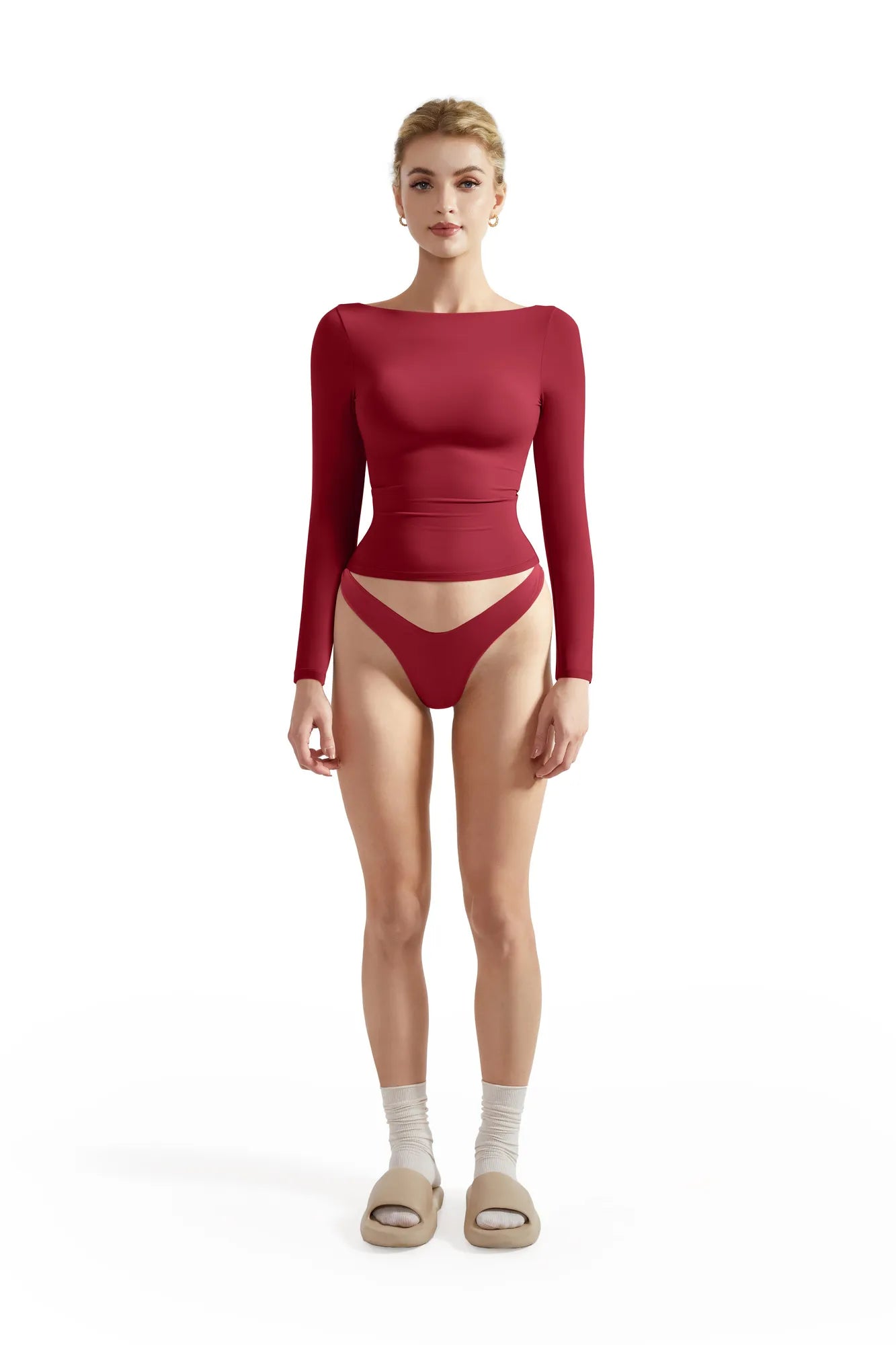 Buttery Soft Boat Neck Shirt - Long Sleeve-Clothing-SUUKSESS-Wine-XS-SUUKSESS