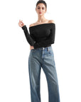 Off Shoulder Cowl Neck Shirt - Long Sleeve-Clothing-SUUKSESS-SUUKSESS