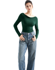 Off Shoulder Cowl Neck Shirt - Long Sleeve