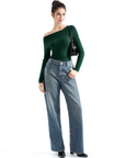 Off Shoulder Cowl Neck Shirt - Long Sleeve