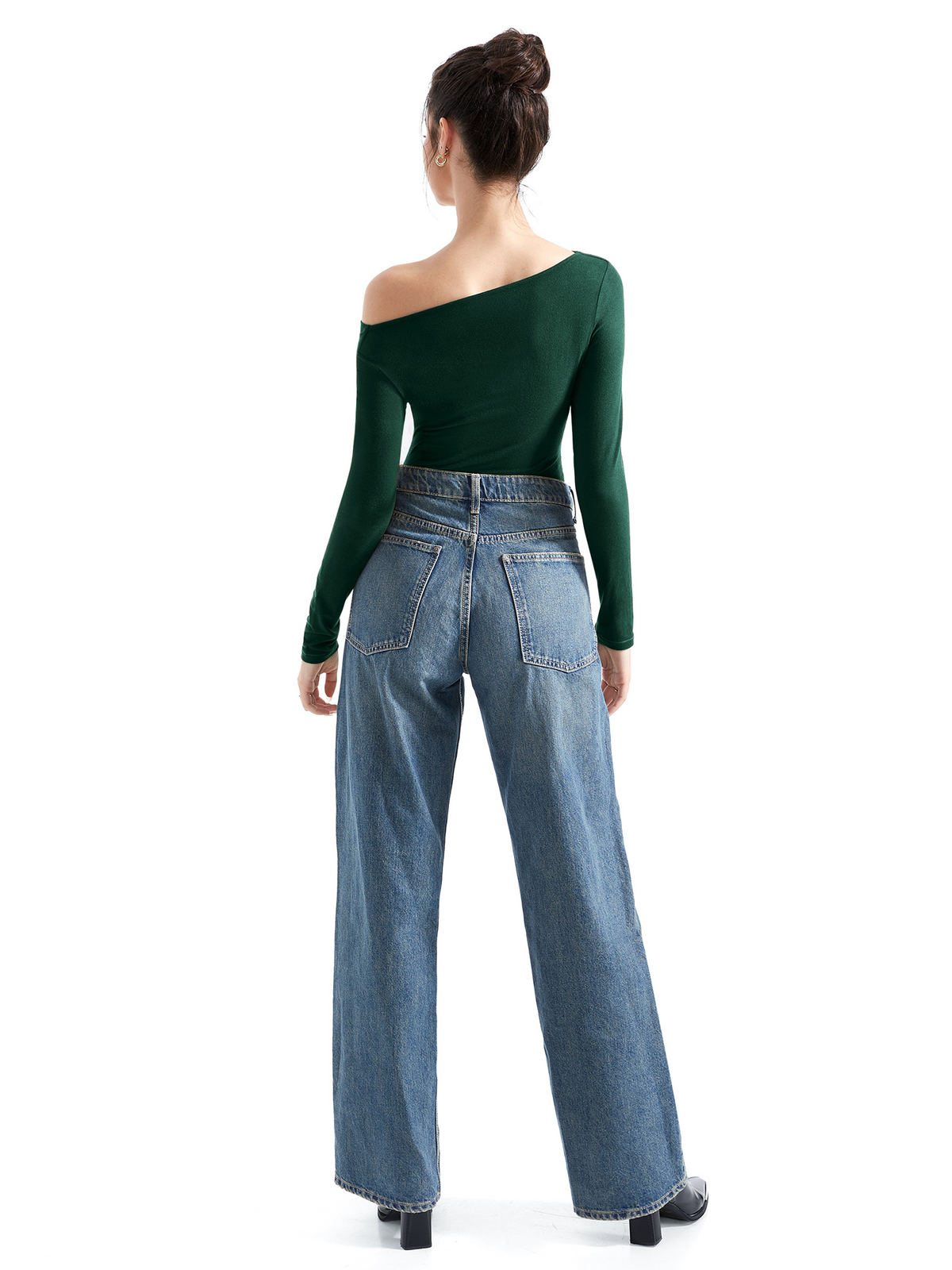 Off Shoulder Cowl Neck Shirt - Long Sleeve