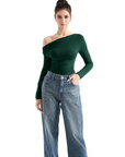 Off Shoulder Cowl Neck Shirt - Long Sleeve