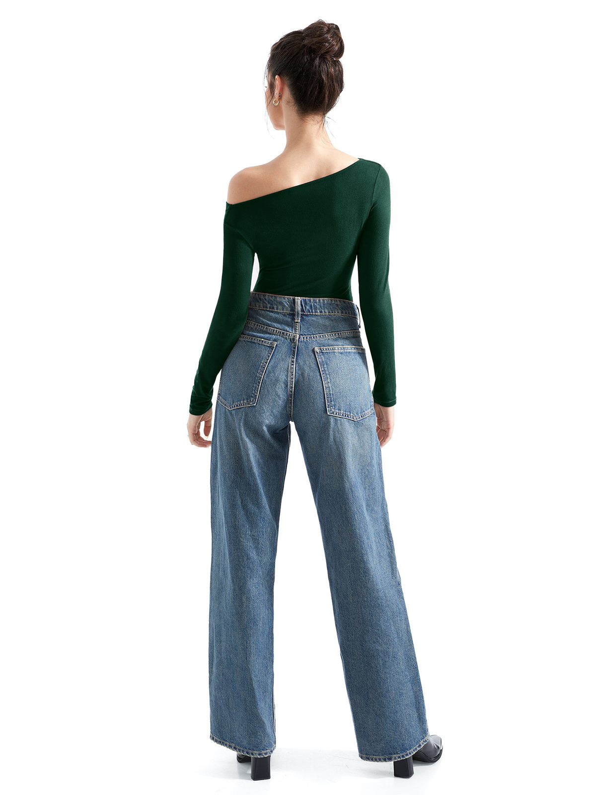 Off Shoulder Cowl Neck Shirt - Long Sleeve