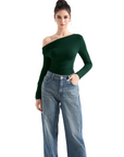 Off Shoulder Cowl Neck Shirt - Long Sleeve
