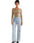 Off Shoulder Cowl Neck Shirt - Long Sleeve
