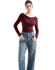 Off Shoulder Cowl Neck Shirt - Long Sleeve