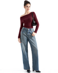 Off Shoulder Cowl Neck Shirt - Long Sleeve