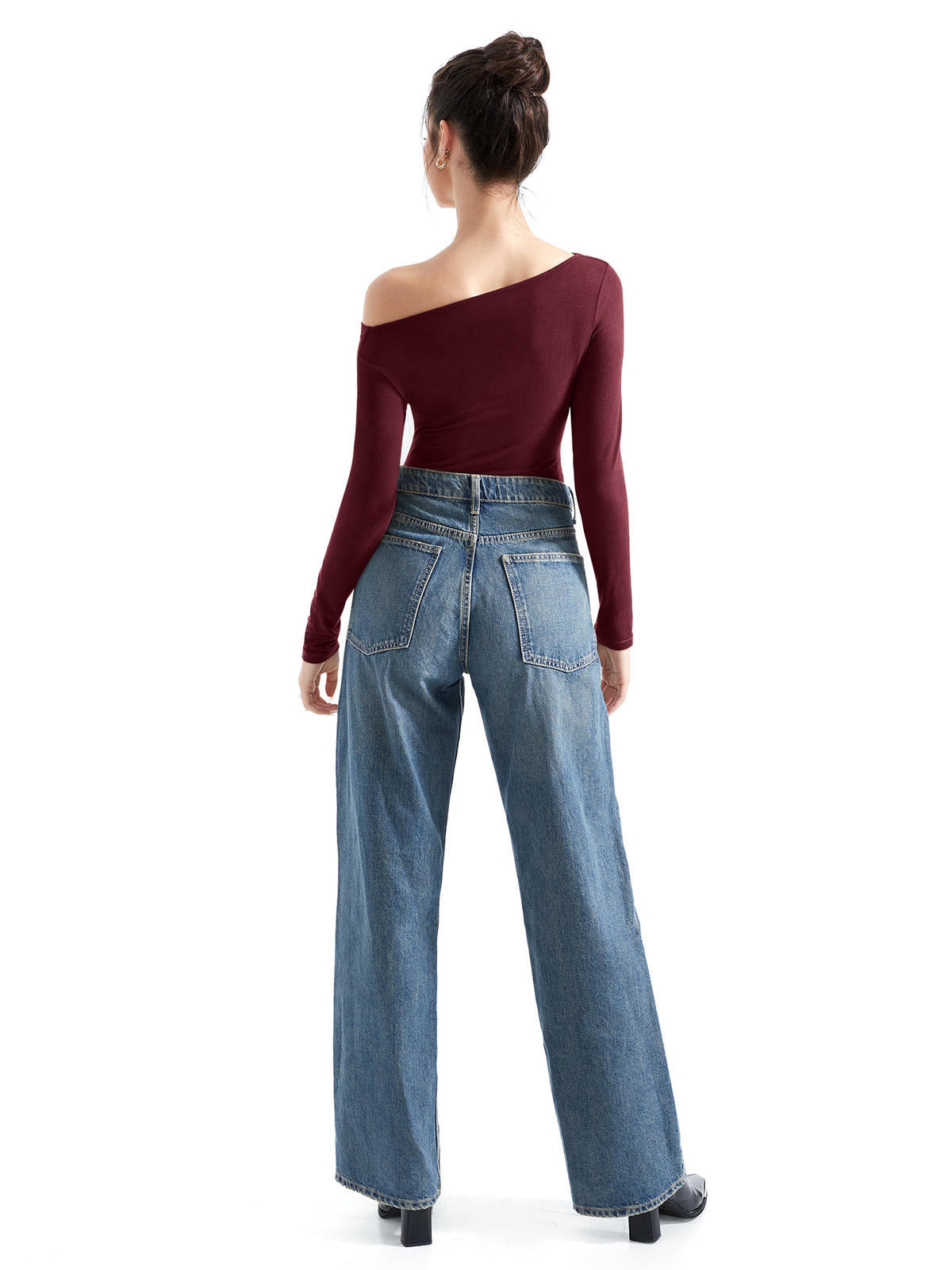 Off Shoulder Cowl Neck Shirt - Long Sleeve