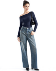Off Shoulder Cowl Neck Shirt - Long Sleeve