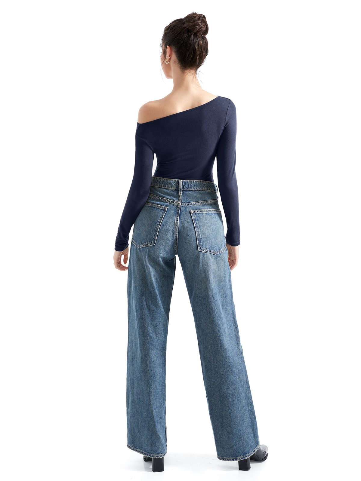 Off Shoulder Cowl Neck Shirt - Long Sleeve
