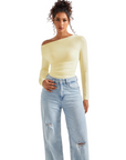 Off Shoulder Cowl Neck Shirt - Long Sleeve