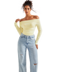 Off Shoulder Cowl Neck Shirt - Long Sleeve