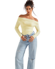 Off Shoulder Cowl Neck Shirt - Long Sleeve