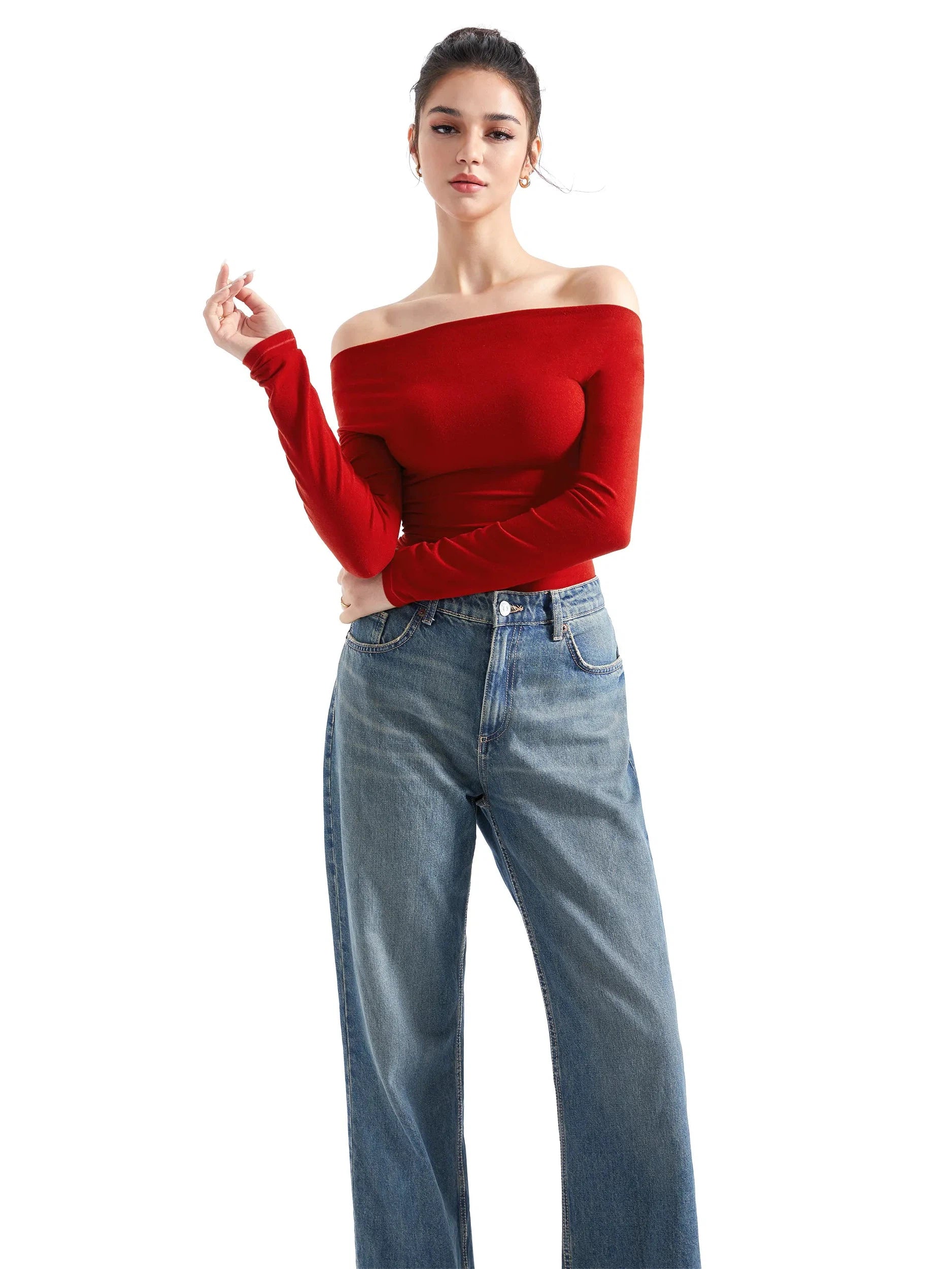 Off Shoulder Cowl Neck Shirt - Long Sleeve-Clothing-SUUKSESS-SUUKSESS