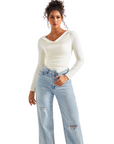 Off Shoulder Cowl Neck Shirt - Long Sleeve